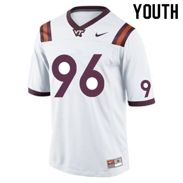 Youth #96 Norell Pollard Virginia Tech Hokies College Football Jerseys Sale-White - Click Image to Close